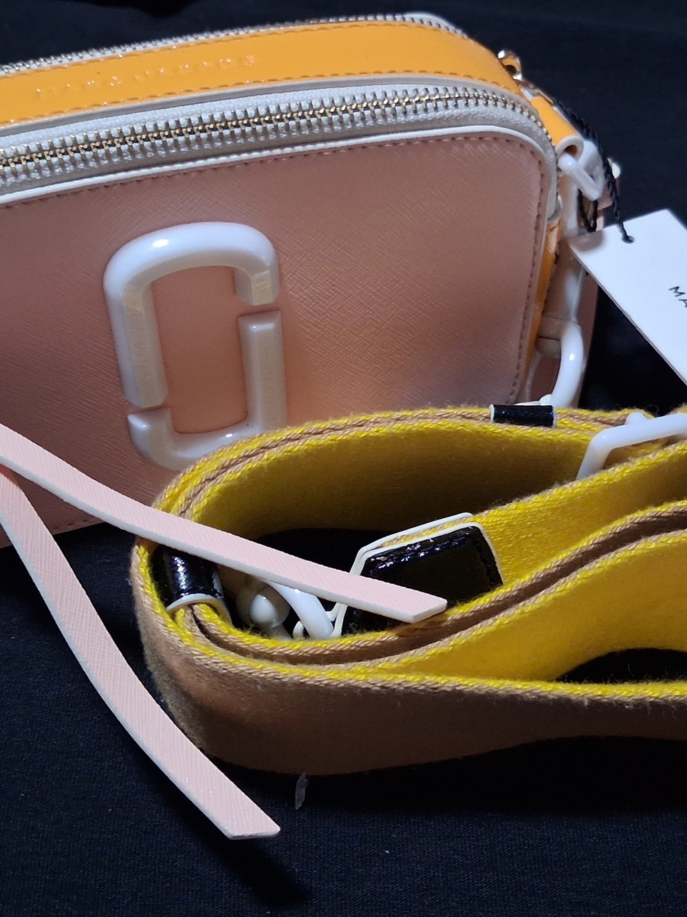 Marc Jacobs Pink and Yellow Snapshot Camera Bag with Contrast Strap